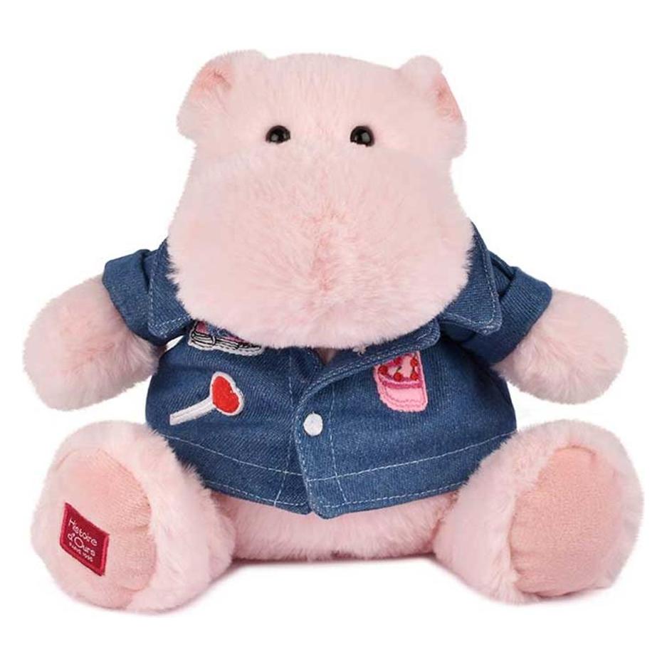Doudou et Compagnie Hippo, rosa mit Jeansjacke 20cm (20 cm) (8913375)