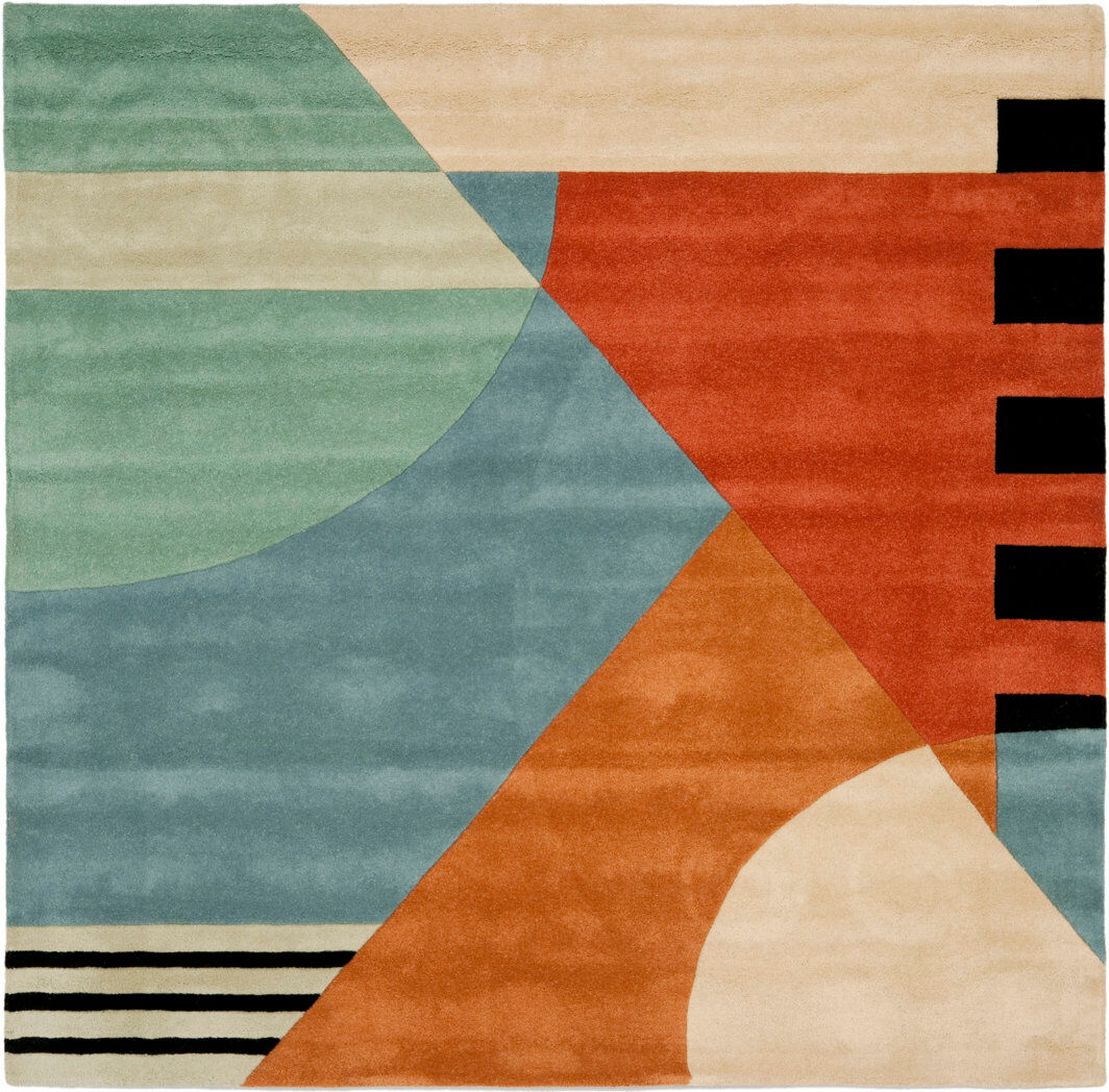 Bloomsbury Market Aksharan Abstract Wool Hand Tufted Area Rug Gold Square 122 cm