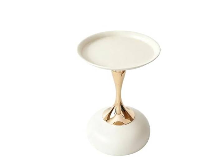SilkRZlsss Runder Beistelltisch, Kleiner Säulentisch, Weißer Akzenttisch Moderner Tisch, Sanduhrförmiger Metalltisch, Platzsparender Tisch für Wohnzimmer(White)