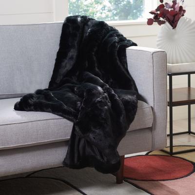 SAFAVIEH Synthetic Mink 60 x 72 Inch Throw, Black