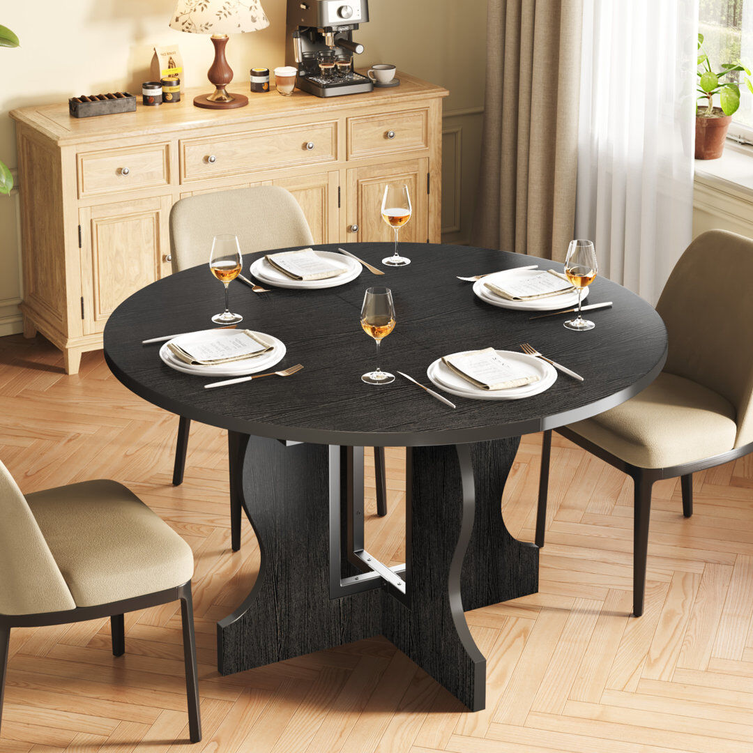 Lily Manor 150 cm Extendable Round Dining Table Black