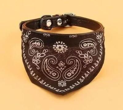 Uplift Essentials Adjustable Tri Bandana Pet Collar With PU Leather black