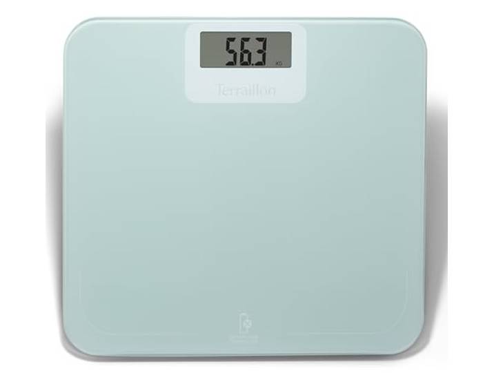 TERRAILLON Balance Pese Personne sans pile ni batterie POWER FREE Ecologique\, Energie par Dynamo\, Capacité 180 Kg\, Graduation 100g\, Ecran LCD\, Plateau 30x28 cm en verre\, Emballage recyclé