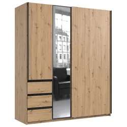 Schwebetürenschrank Adria Graphitfarben/Eiche Artisan