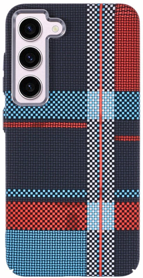 Samsung Galaxy S23 - EIDERWOOD Mønstret Carbon Cover - MagSafe Kompatibel - Dark Checkered Pattern