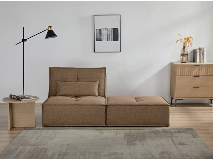 Schlafsessel mit Polsterhocker Braun Strukturstoff Macy 90 x 78 x 97cm