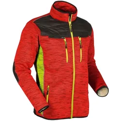 Strickjacke "INUIT TEDDY" - XS - rot/neongelb
