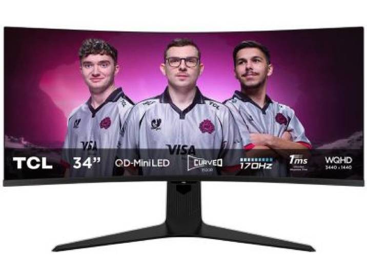 Tcl - Ecran Pc Gamer 34r83q 34 Incurvé Wqhd 170hz Va Miniled Hdr 1400 Hdmi 2.1 Amd Freesync