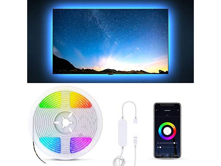 B.K.Licht - USB LED Strip 2m smart via App- und Sprachsteuerung, buntes RGB Licht, dimmbar, Smart Home LED Streifen, Leiste, Gaming Deko, Band, Lichtleiste, 200x1x0,3 cm, Schwarz