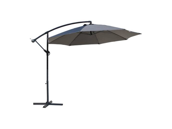 Mobili Rebecca Dezentrales Sonnensegel Grau 300/300/245 cm, Metall, Rund, 300x300 cm, Sonnenschutz, Ampelschirme