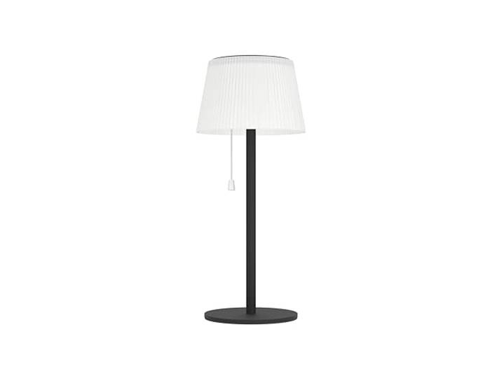 EGLO Solar Tischleuchte Scordiano, Outdoor Akku Tischlampe mit Zugschalter kabellose Solarlampe für außen, Stahl in Schwarz, Kunststoff in Weiß, warmweiß - kaltweiß, IP44