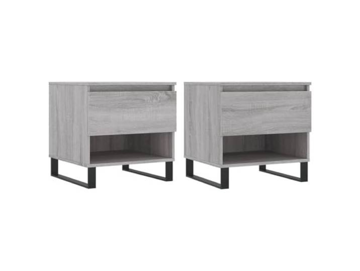 GHVBNMF Couchtisch 2er Set Grau Sonoma 50x46x50 cm Beistelltisch Metall Praktisches 2er-Set Kaffeetische mit Schublade und Fach für Wohnzimmer oder Schlafzimmer. Robustes Design mit Metallbeinen.