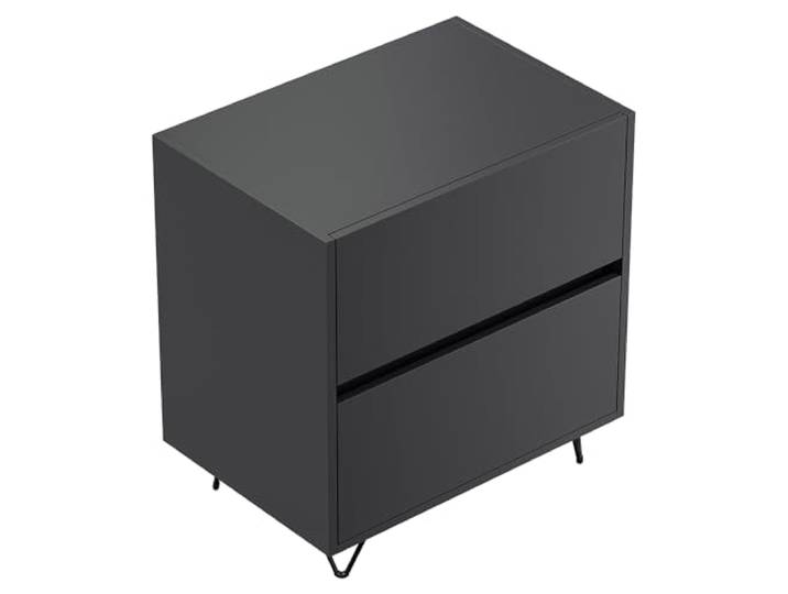 Lomadox Schlafzimmer Nachttisch Nachtschrank mit 61 cm Breite in Graphit, mit 2 Schubladen, Softclose & Push-to-Open, modern, grifflos
