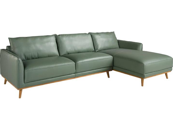Angel Cerdá Rechtes Chaiselongue-Sofa in grünem Leder 6199