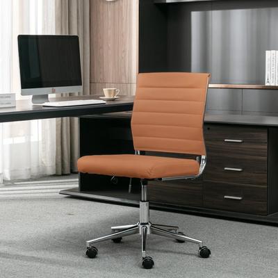 eclife BIFMA Certified Armless PU Ergonomic Office Chair with 360° Swivel