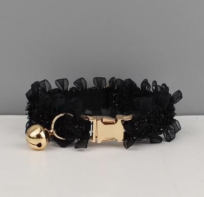 Uplift Essentials Personalized Lace Safety Pet Collar And Leash Set black s