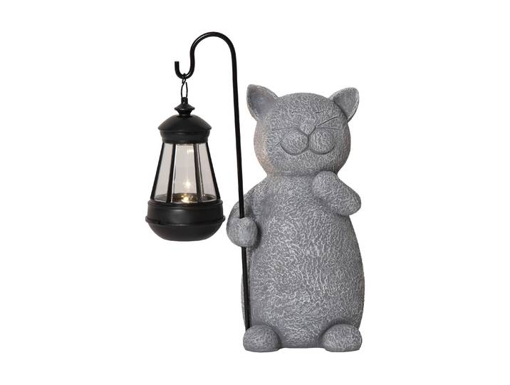 Gartenleuchte Star Trading Solar Dekoration Smilla 22 cm , grau, B:22cm H:29,5cm L:13cm T:13cm, Leuchten, Gartenleuchte