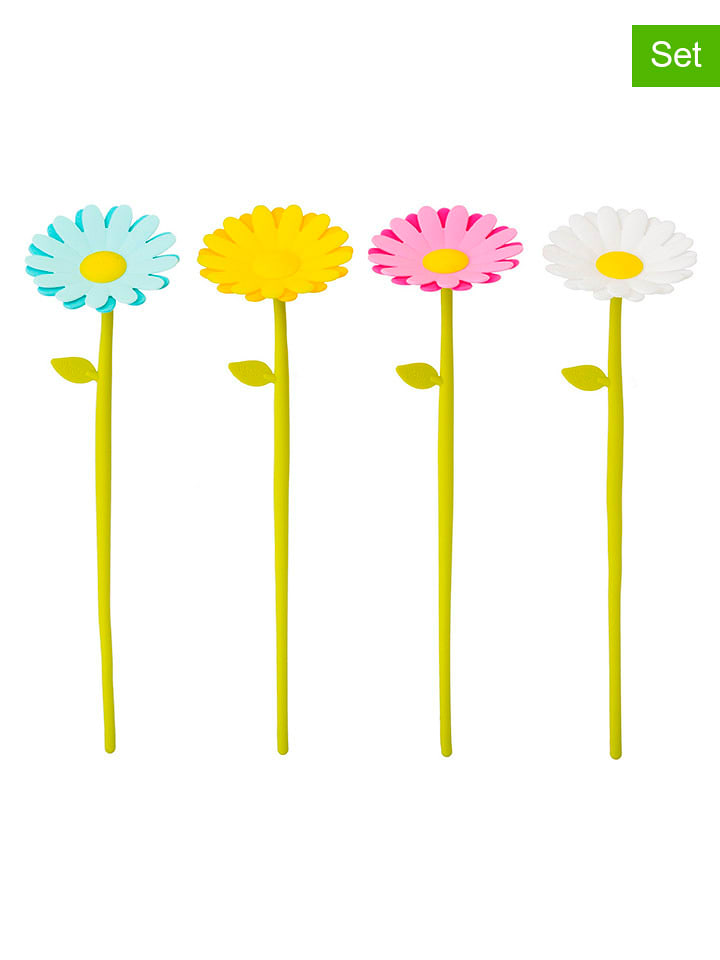 Vigar 4er-Set: Trinkhalme "Flower" in Bunt - (H)29 cm - onesize