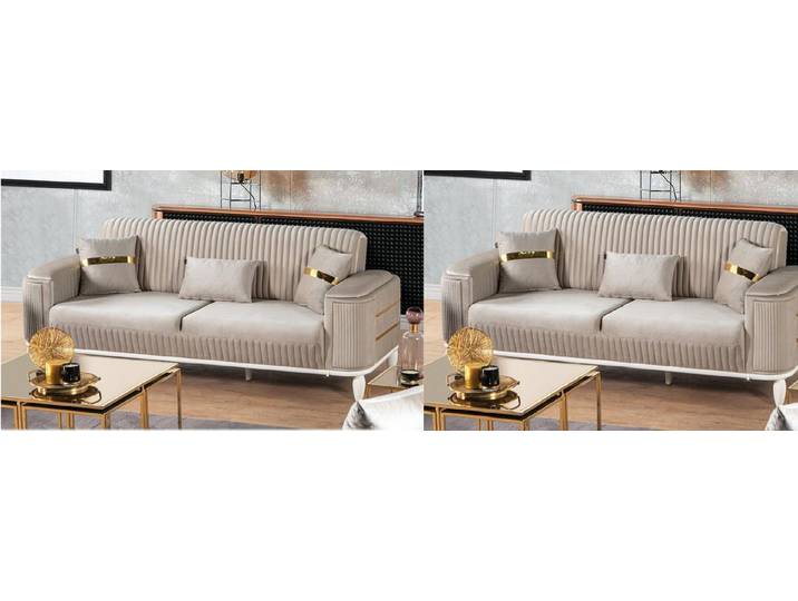 JVmoebel 3-Sitzer Beige Polstergarnitur aus Stoff im modernen Design, 2 Teile