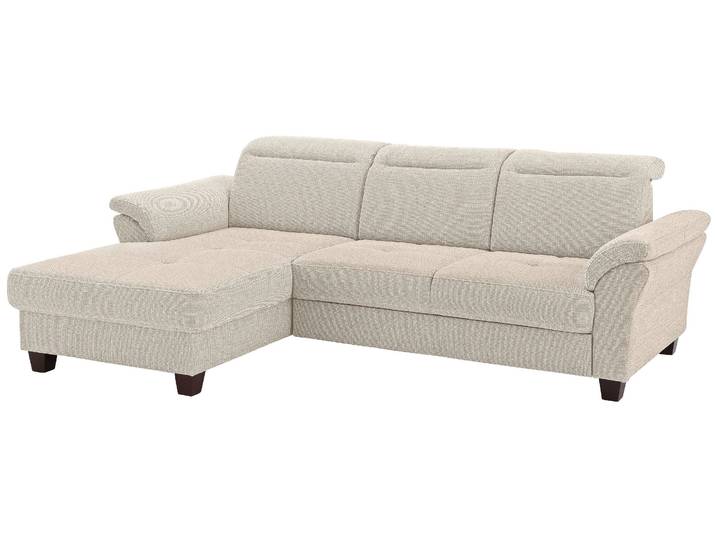 Ecksofa, Microfaser, Beige, 255×185 cm, mit Sitztiefenverstellung, Klassisch, Home-affaire
