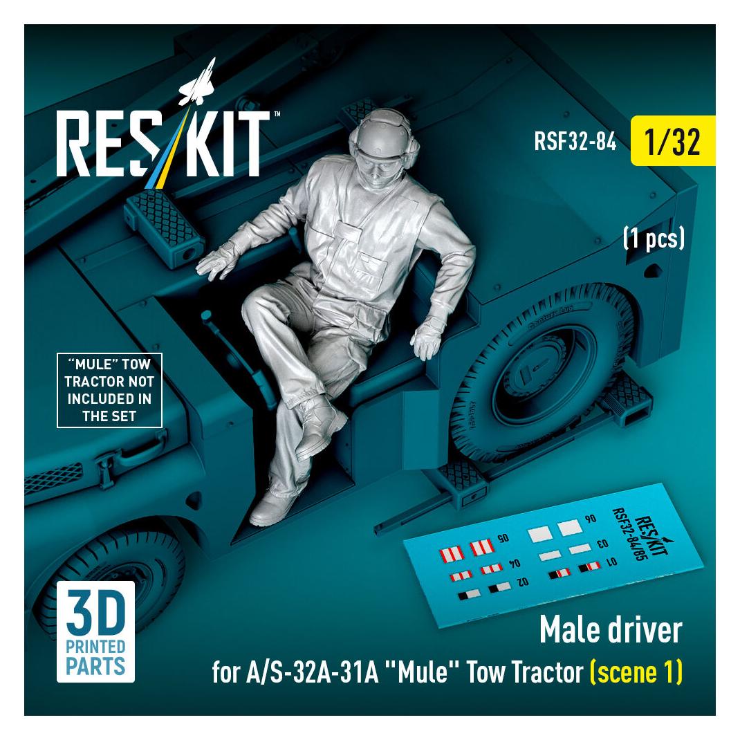 ResKit Male driver for A/S-32A-31A Mule Tow Tractor (scene 1) (1 pcs) (3D Printed) (RSF32-0084)