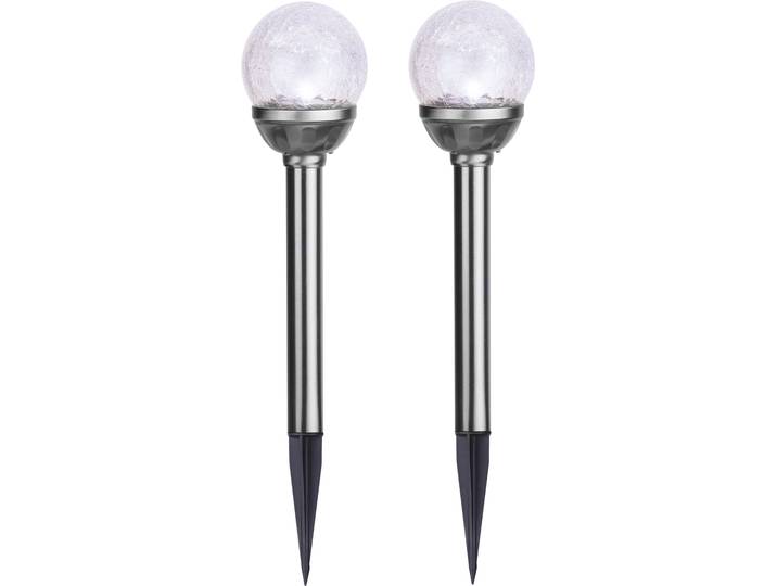 LED Solarleuchte Solar-Wegleuchte Roma , silber, B:8cm H:26,5cm L:8cm T:8cm Ø:8cm, PARFORCE TRADITIONAL HUNTING, Leuchten, LED Solarleuchte, 2er-Set Solar-Wegeleuchten, 2 LEDs, Dämmerungssensor