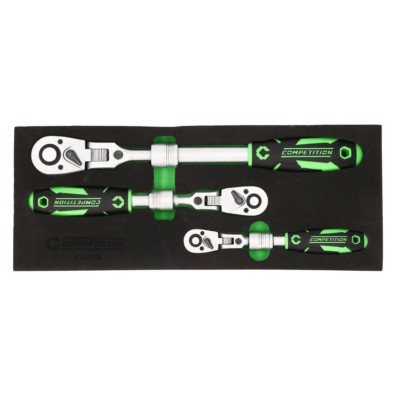 KS Tools COMPETITION Teleskop-Ratschen-Satz,3-tlg, 1/4"+3/8"+1/2" (1/2", 1/4", 3/8") (512.0103)