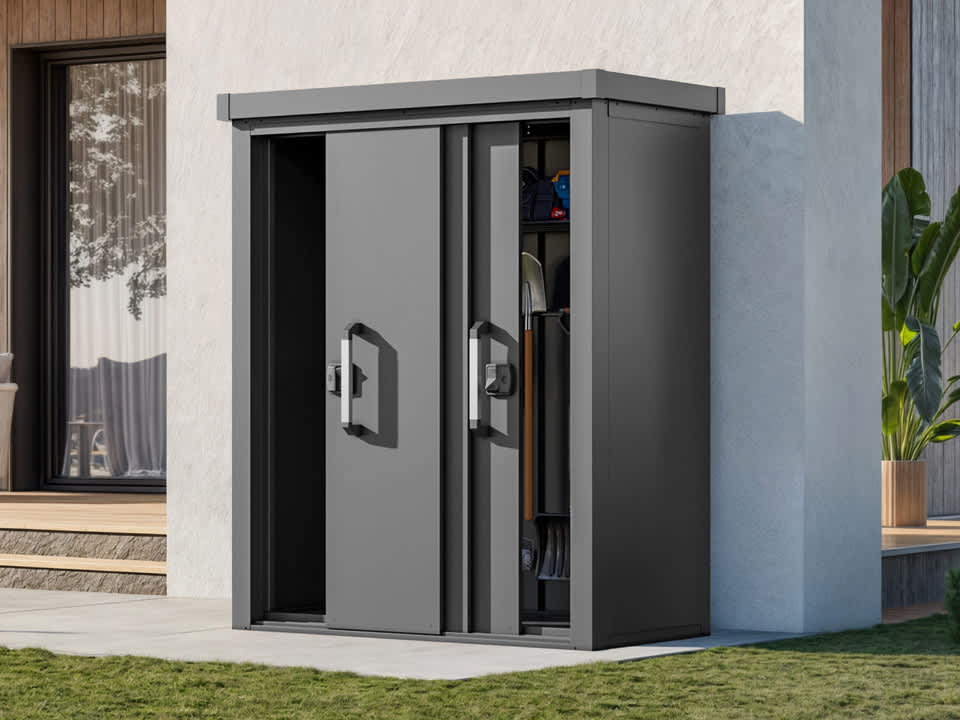 PRIMEYARD 150 x 78 cm Gartenschrank L, anthrazit - (GFPV00924)