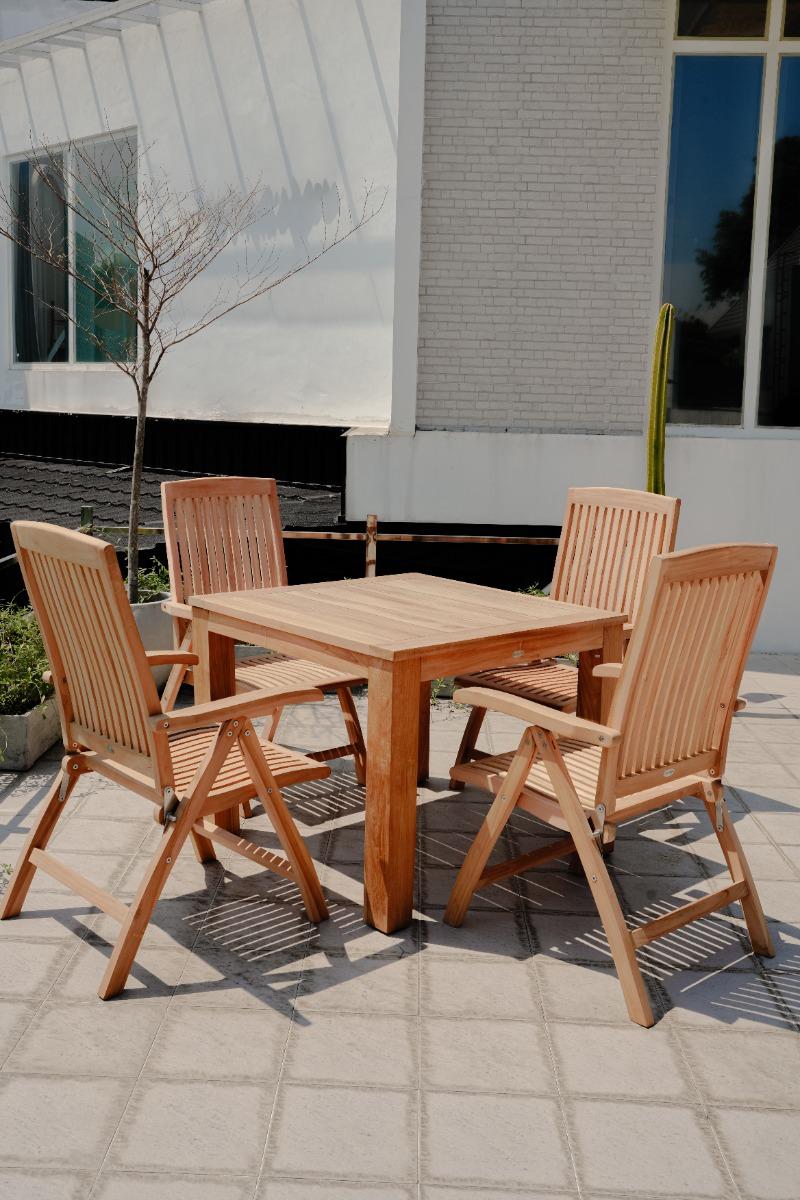 Teakea - Teakholz-Gartentisch, rechteckig, 100x100x75 cm - Massives Teakholz - Robuster Outdoor-Tisch
