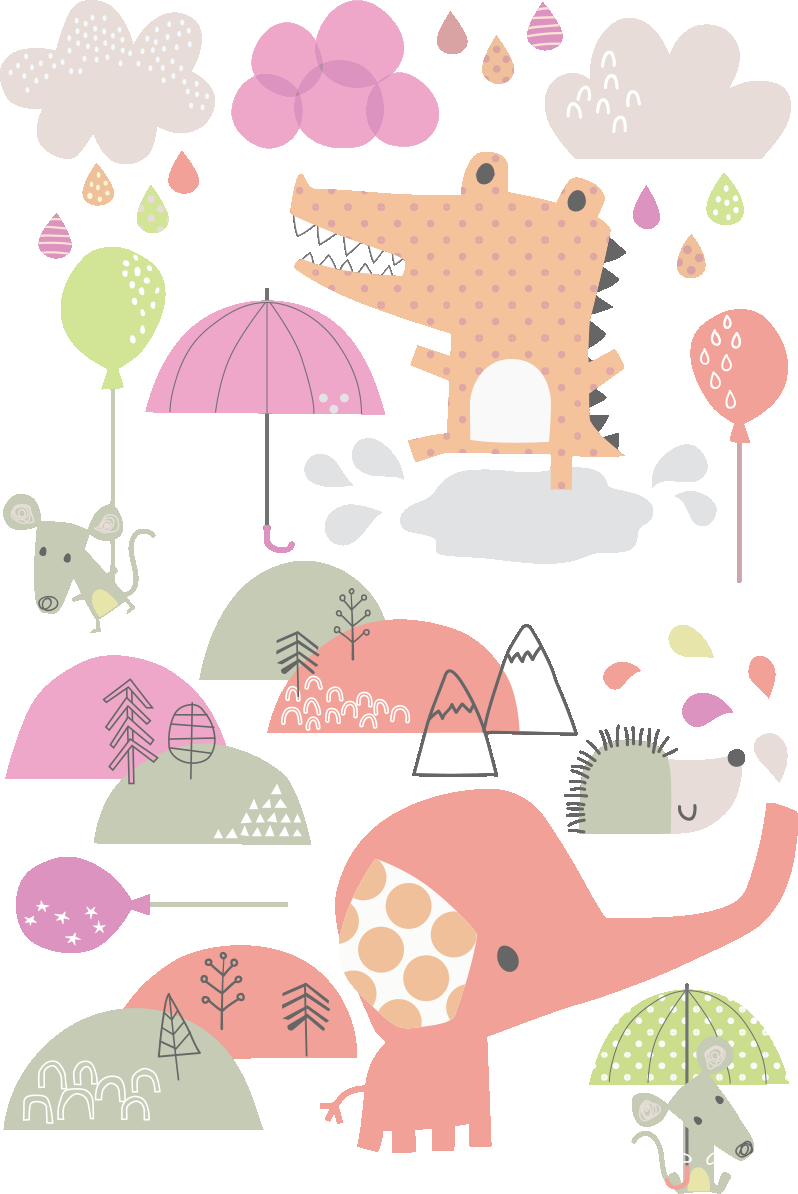 Ambiance-sticker Stickers animaux jouant sous la pluie