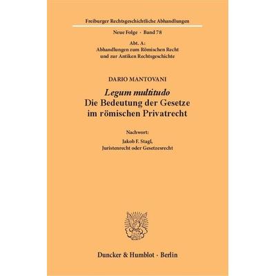 Legum multitudo., Taschenbuch von Dario Mantovani, Duncker & Humblot, 978-3-428-15265-0