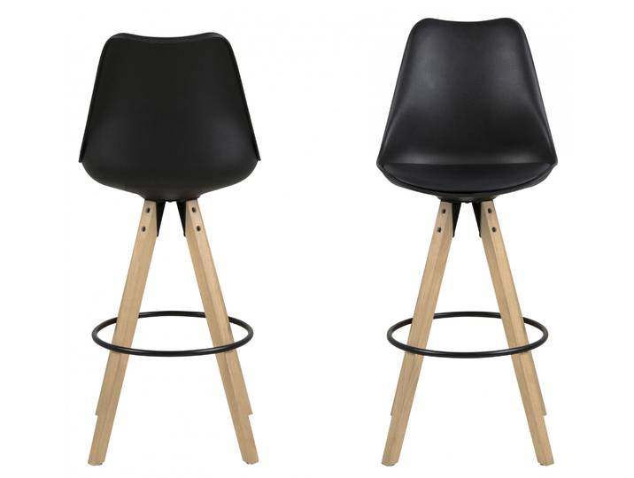 Barhocker ACTONA GROUP Dian , schwarz, B:48,5cm H:111,5cm T:55cm, Polypropylen, Hocker, Barhocker, Barstuhl, Organisch geformter Sitz mit Kissen, Fussstütze