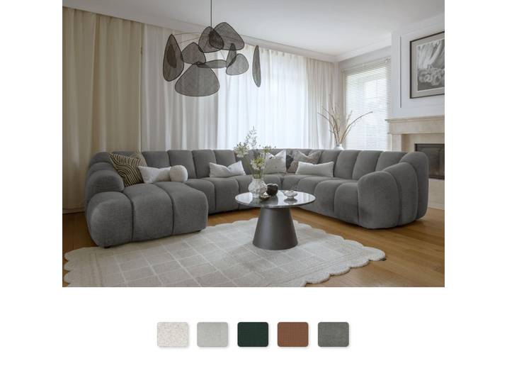 MIUFORM Shell Canapé d'angle U-FORM DROITE - 330 x 265 cm - Gris - Canapé modulable