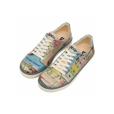 Sneaker DOGO "Classic Schnürsneaker Burano Island Damen Sneaker", Damen, Gr. 38, Normalschaft, bunt (natur), Lederimitat, Schuhe Sneaker, Handgefertigt
