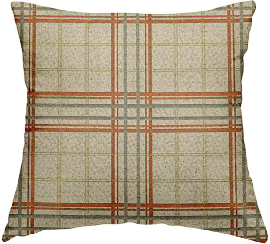Union Rustic Kirkbride Plaid Square Cushion Orange/Green 28cm H x 28cm W x 5cm D