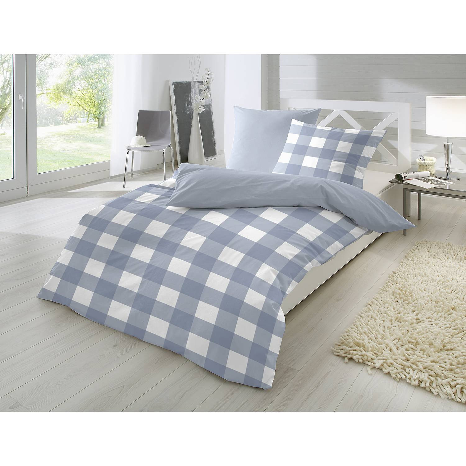 home24 Le Palais Beddengoed Set Blauw met Dekbedovertrek en Kussensloop