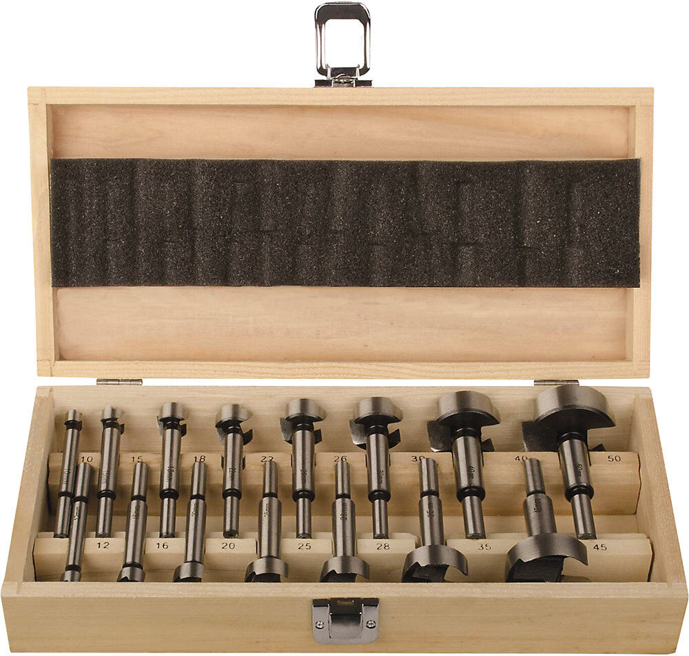 Forstnerbohrer Kassette ECO, für Hartholz, Weichholz und furnierte Platten, 15 Teile, 10 - 50 mm Projahn