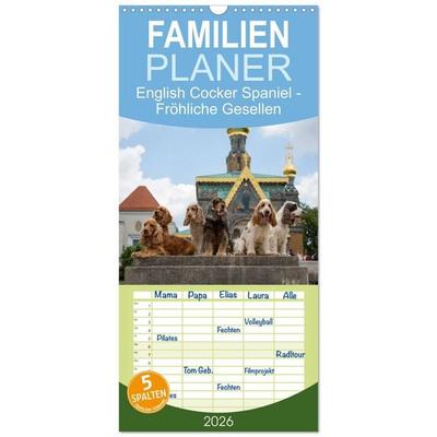 Familienplaner 2026 - English Cocker Spaniel - Fröhliche Gesellen mit 5 Spalten (Wandkalender, 21 x 45 cm) CALVENDO