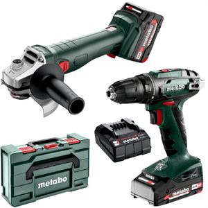 Metabo Combo-Kit 2.4.3 18V, 18V Akku, inkl. BS 18, W 18 L 9-125, 2 Akkus, Lader & Koffer