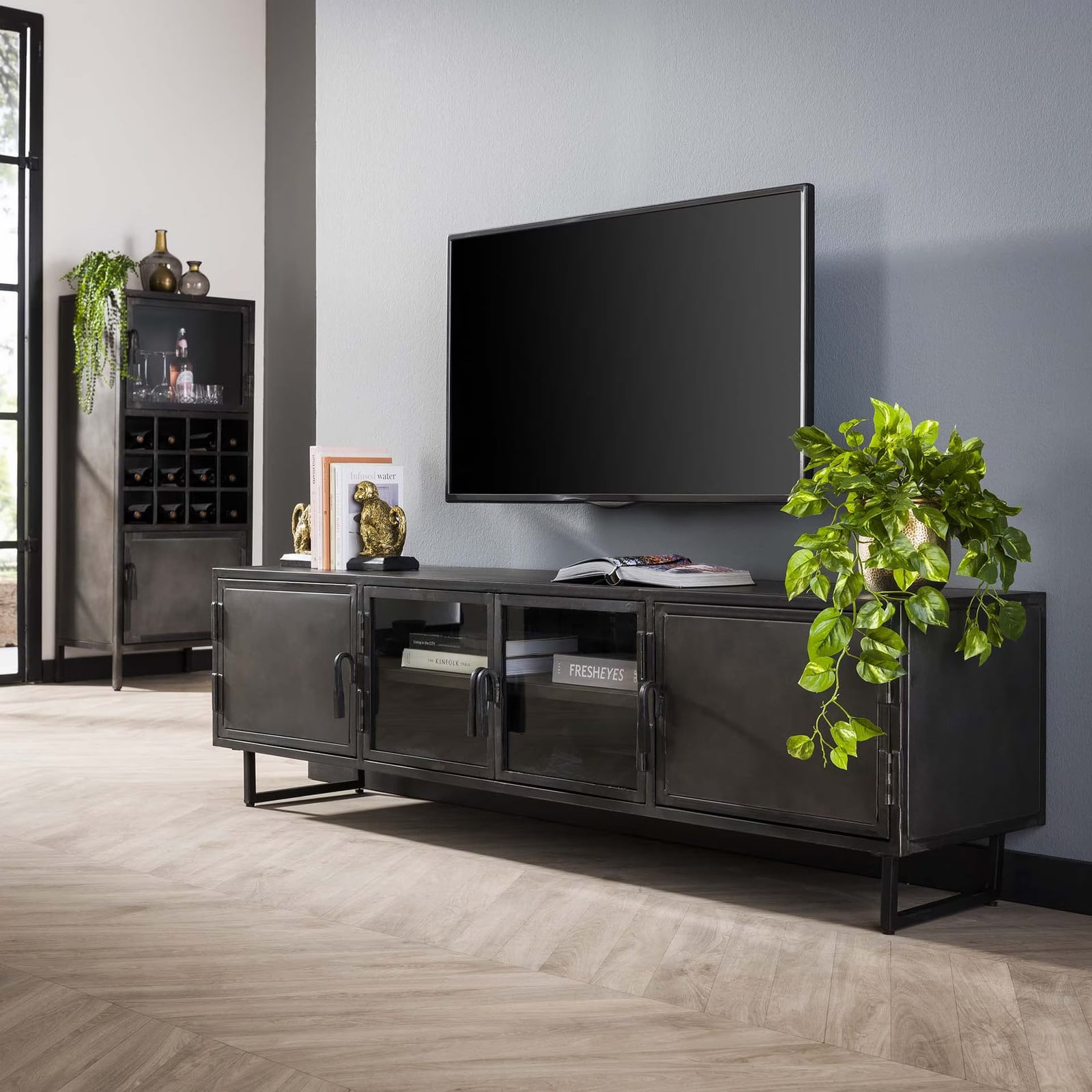 LifestyleFurn TV-meubel Rudi 180 cm - Gun Metal