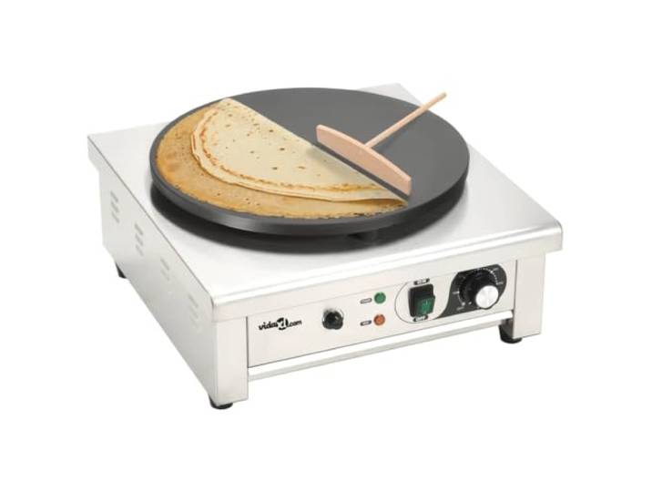 WXGTBKPR Crepe-Maker elektrisch 3000 W 40 cm Gusseisen Edelstahl Inklusive Teigverteiler, Mit Temperaturregler 50-300 C