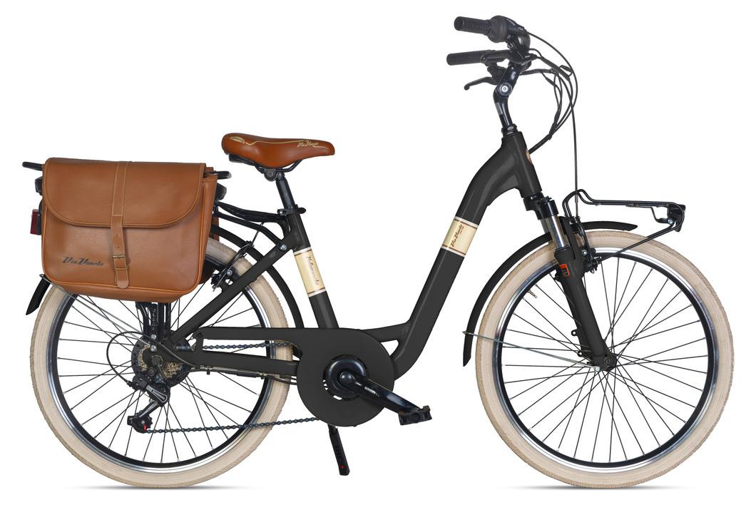 Via Veneto E-Bike Classic Lady 24" 6V Schwarz mit Seitentaschen
