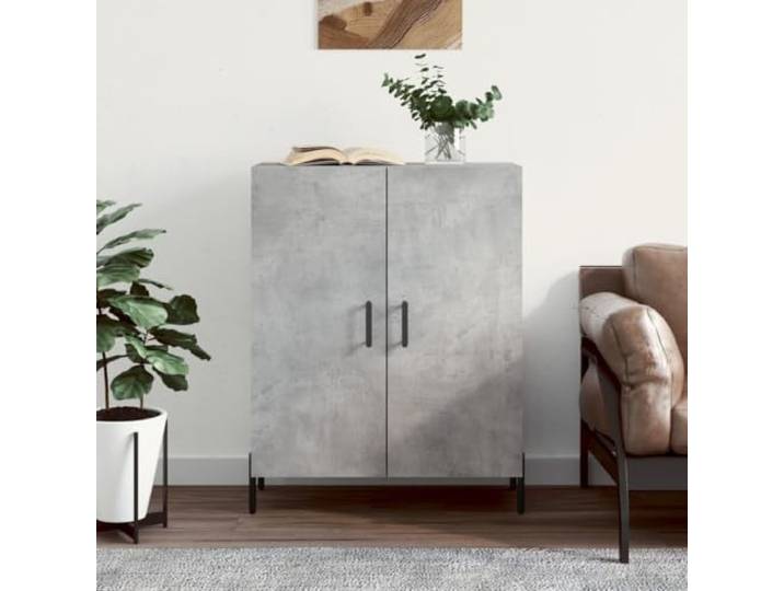 HEFZGDB Klassisches Sideboard mit zeitlosem Design aus Holzwerkstoff und glatter Oberfläche, Sideboard mit viel Stauraum und Oberplatte in Betongrau mit Metallfüßen, zur Sicherung