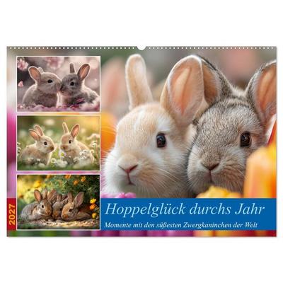 Hoppelglück durchs Jahr (Wandkalender 2027 DIN A2 quer), CALVENDO Monatskalender
