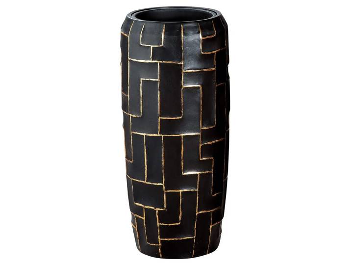 Gefäss Tetris Schwarz-Gold H: 75 cm Gilde / Farbe: Gold Schwarz