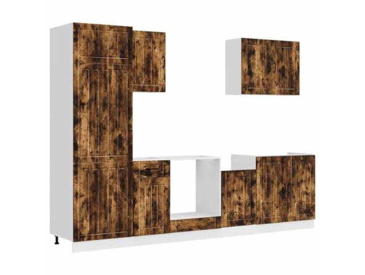 Makastle 7-TLG. Küchenschrank-Set Räuchereiche Holzwerkstoff mit Verstellbaren Füßen