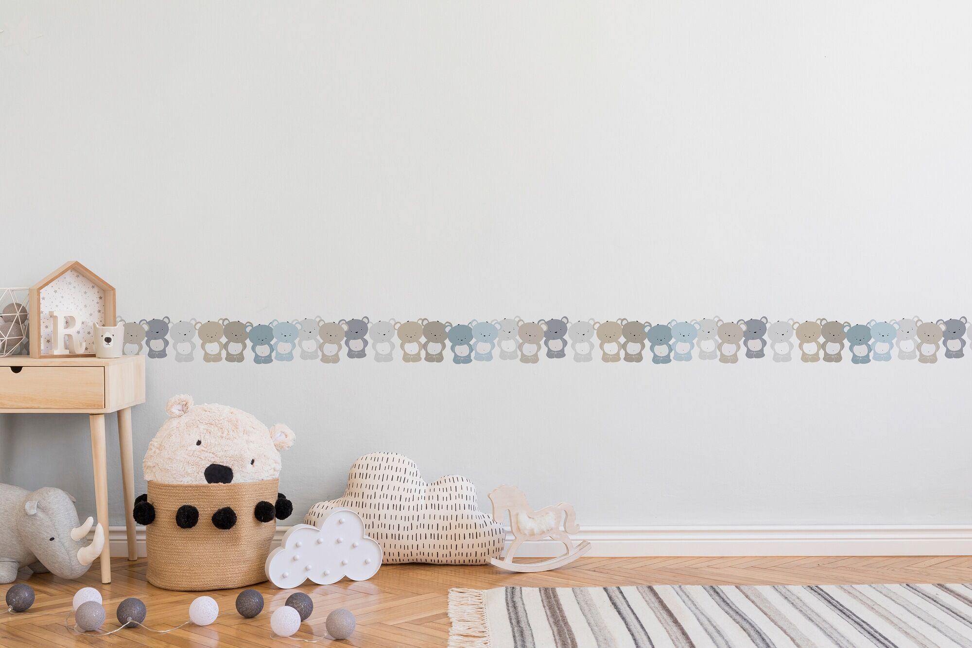 Bordüre A.S. CRÉATION "Cute Bears", weiß (weiß braun grau), B:0,16m L:5m, Papier, Tapeten, Tapete Kinder Borte Wohnzimmer Schlafzimmer Küche Design Kinderzimmer