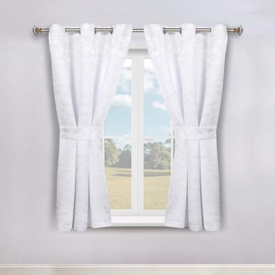 Superior Leaves Botanical Room Darkening Grommet Curtain Panels with Tie Backs Set of 2