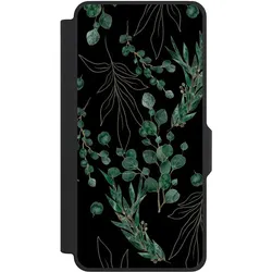 Nivocase Klapphülle für Samsung Galaxy S26+ Handyhülle aus Kunst Leder NIVOflip schwarz Blätter Natur (Samsung Galaxy S26+), Smartphone Hülle, Schwarz