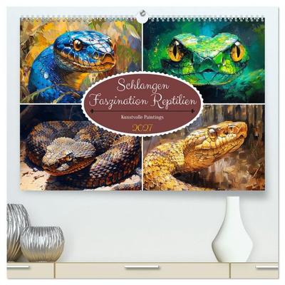 Schlangen. Faszination Reptilien. Kunstvolle Paintings (hochwertiger Premium Wandkalender 2027 DIN A2 quer), Kunstdruck in Hochglanz